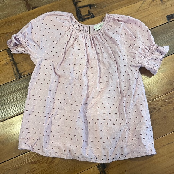 Universal Thread Light Purple Eyelet Puff-Sleeve Blouse Size M - Picture 3 of 5